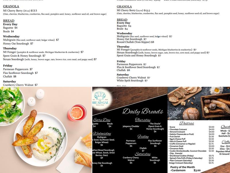 The Bread Gal Menu