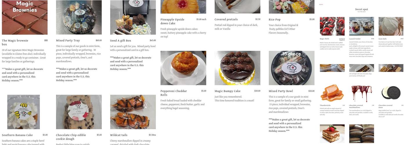 The magic brownie box Menu