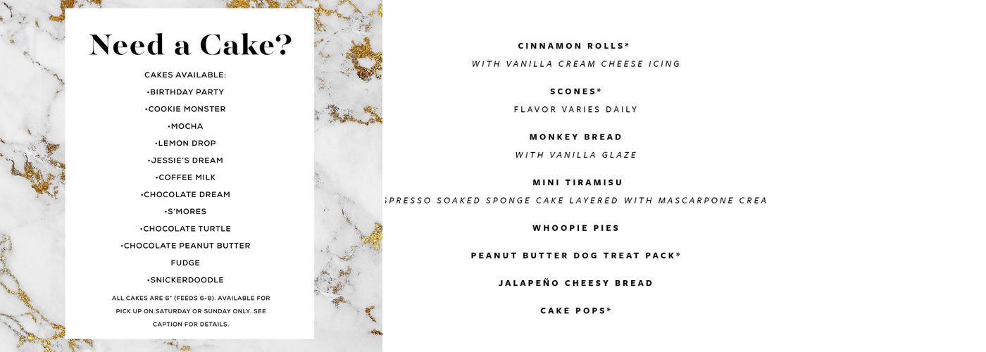 Gingersnaps Bakery Menu