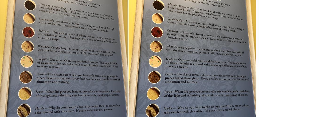 Nothing Bundt Cakes Menu