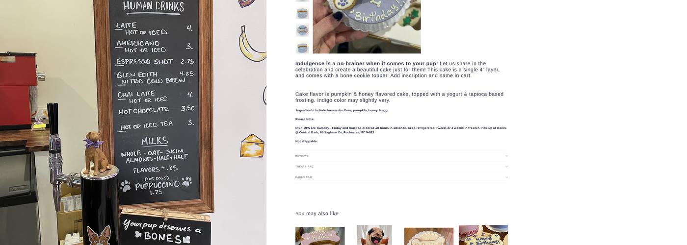 Bones Dog Bakery Menu