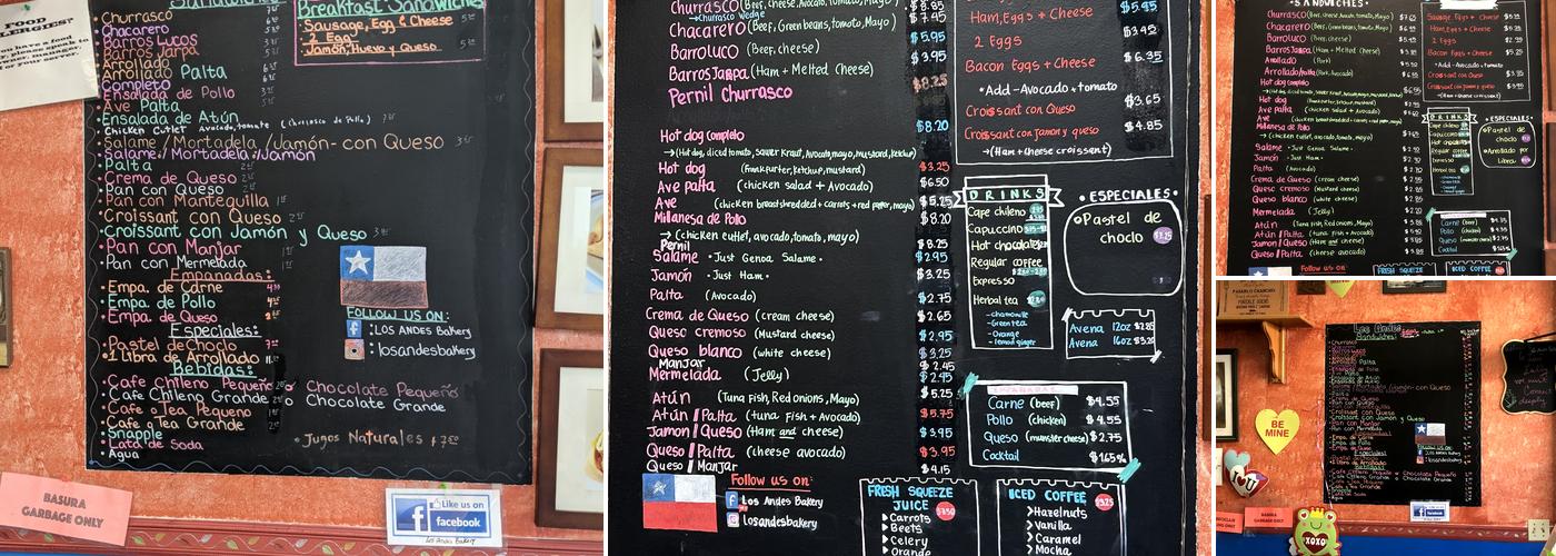 Los Andes Bakery Menu