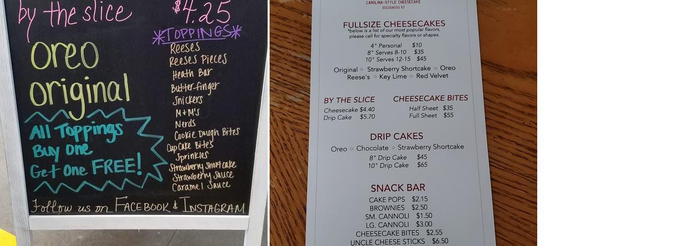 Uncle Cheesecake Menu