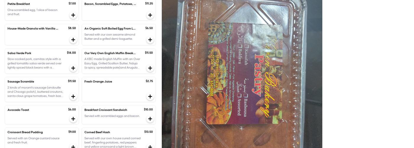 Karen Bakery Menu