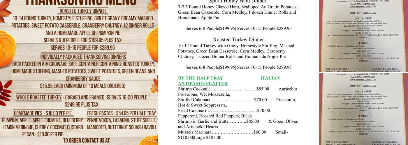 F&B Fine Catering Menu