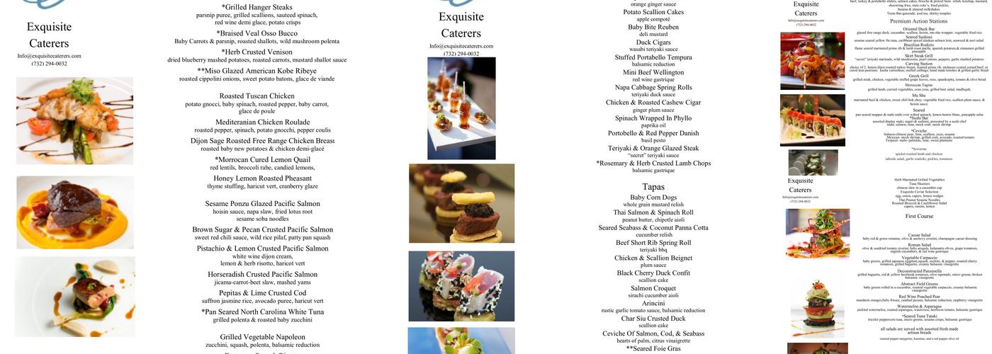 Exquisite Caterers Menu