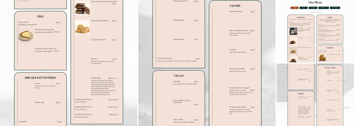 Cocoa Bakery Menu