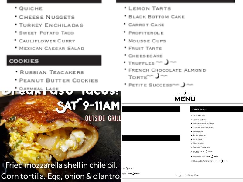 Camille's Bakery Menu