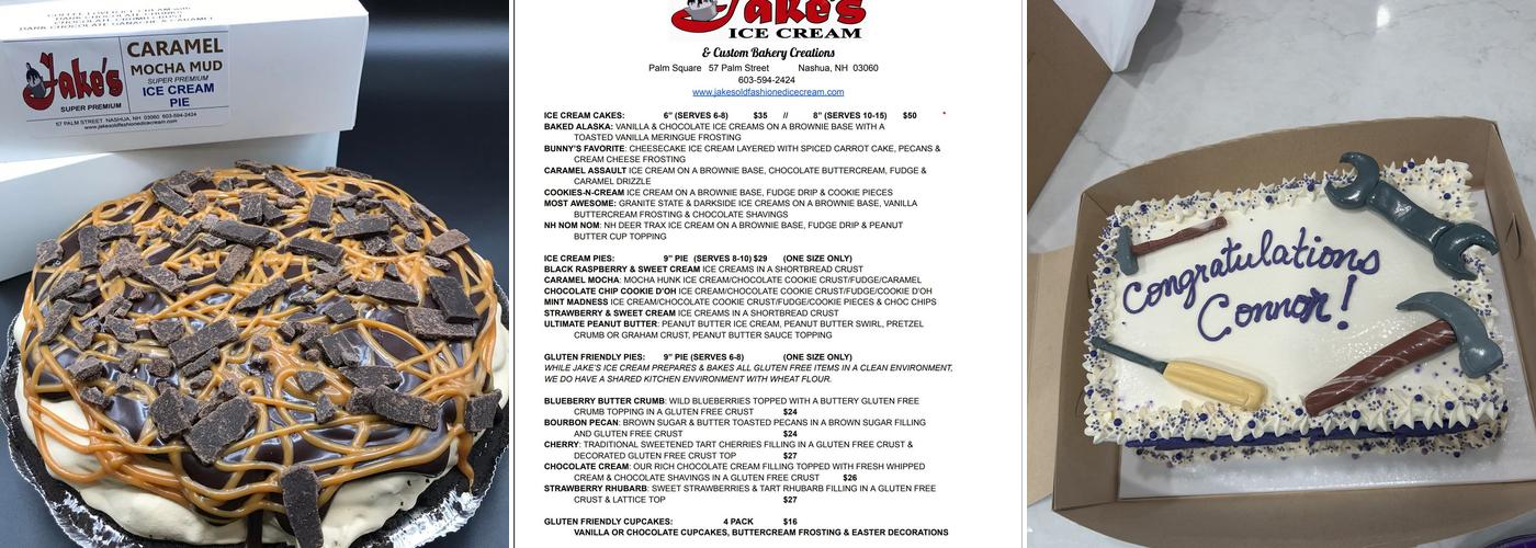 Jake's Old Fashioned Ice Cream & Custom Cakes Menu