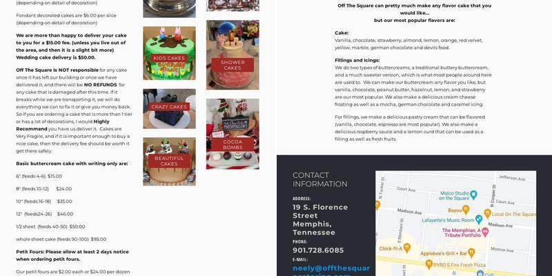 Off the Square Catering Menu