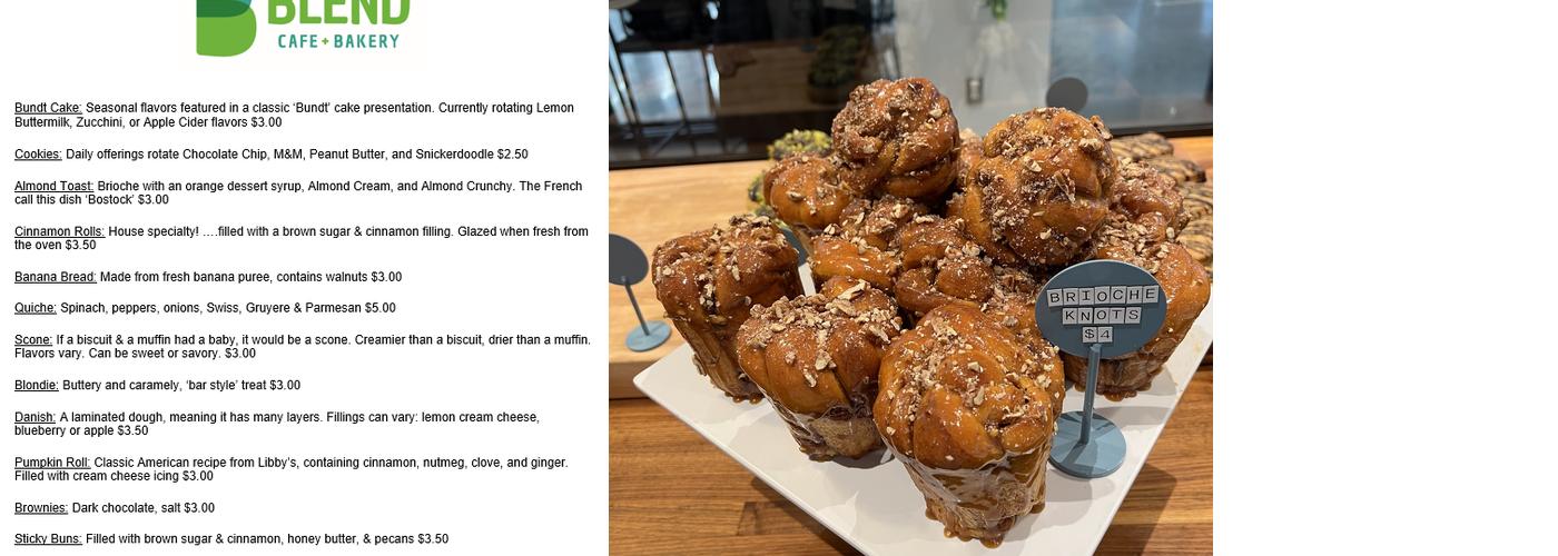 Blend Cafe & Bakery at Columbus State Community College Menu