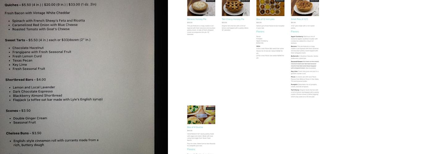 The Cake & Spoon Menu