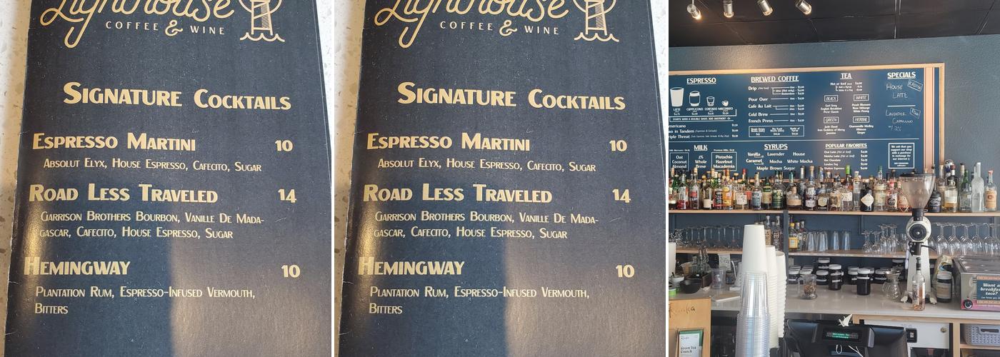 Lighthouse Coffee & Wine Menu