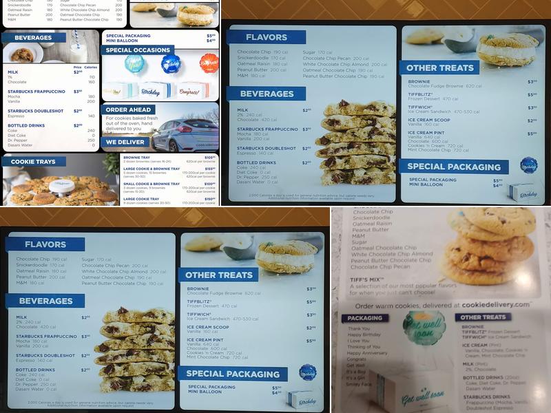 Tiff's Treats Cookie Delivery Menu