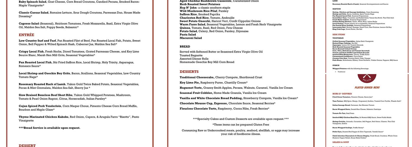 The Pampered Palate Menu