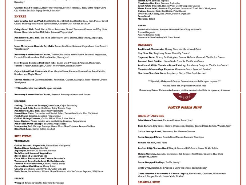 The Pampered Palate Menu