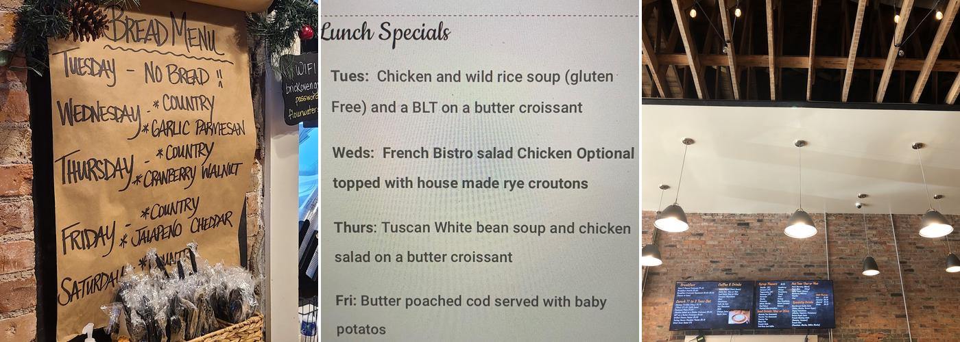 Brick Oven Bakery Menu