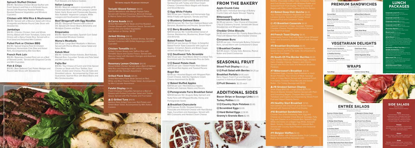 Bittersweet Catering Menu