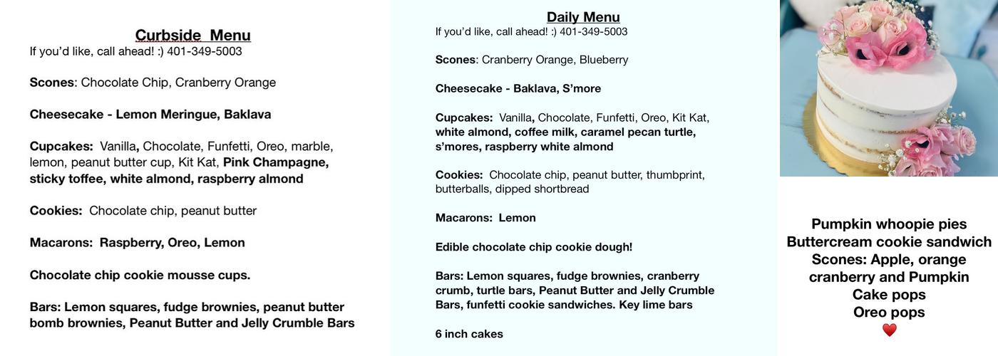 Ivy and Lace Bake Shop LLC Menu