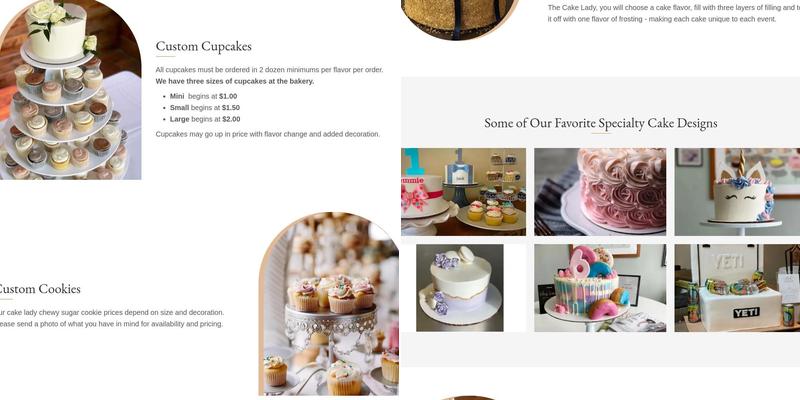 The Cake Lady Menu