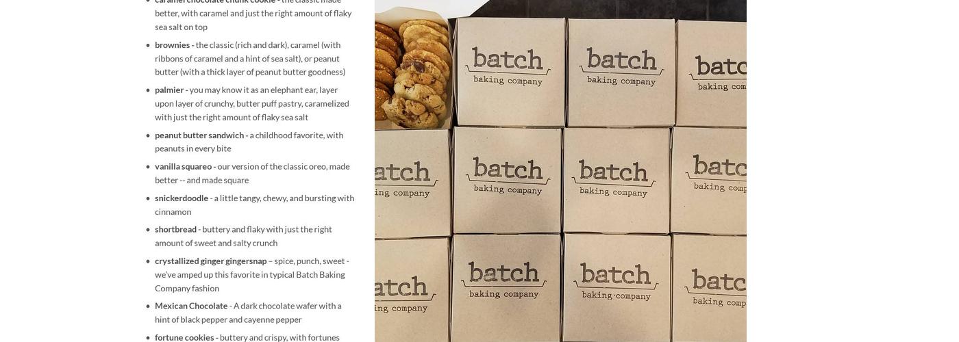 Batch Baking Company Menu