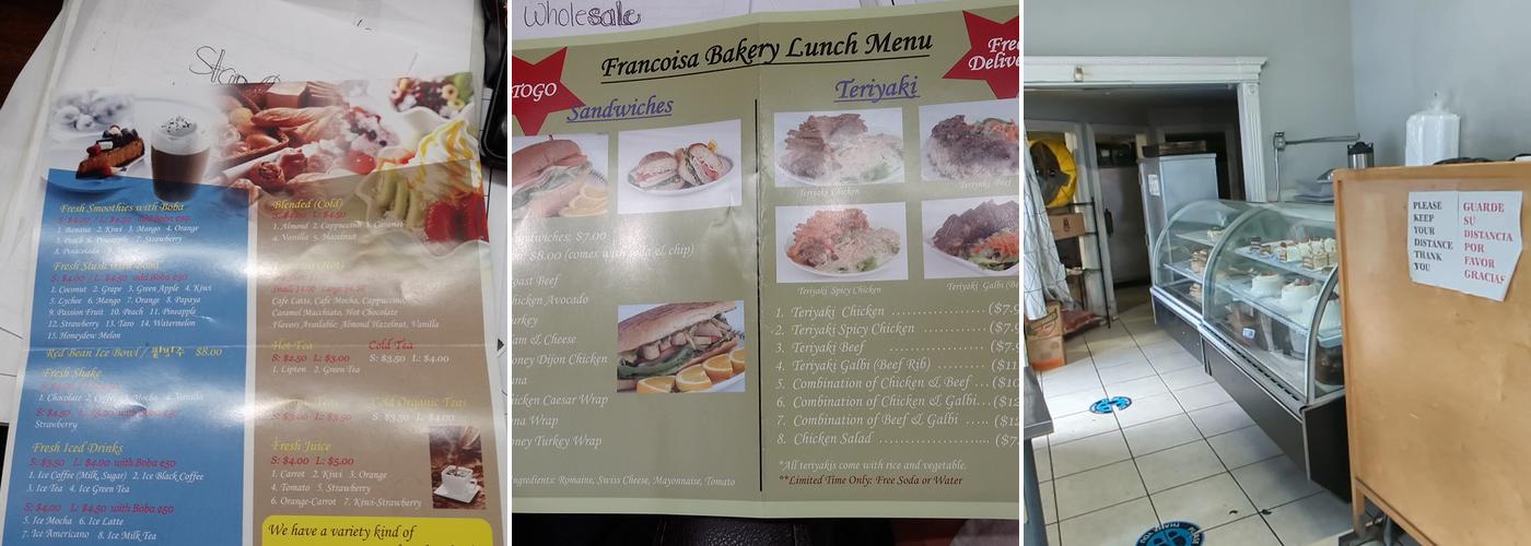 Francois Bakery Menu