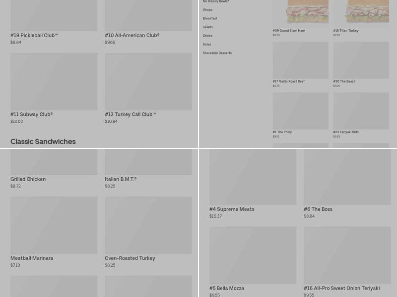 Subway Menu