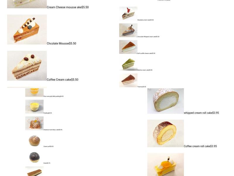 Nagomi Cake House Menu