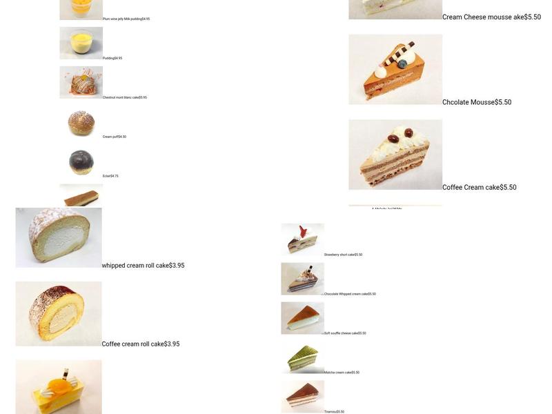 Nagomi Cake House Menu