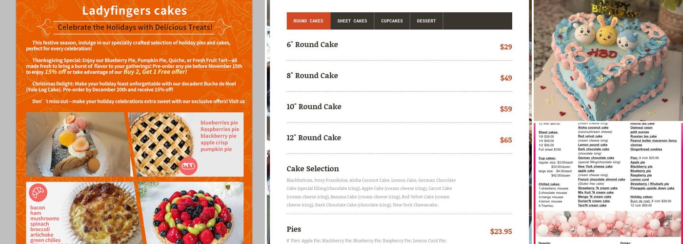 Ladyfingers cakes Menu