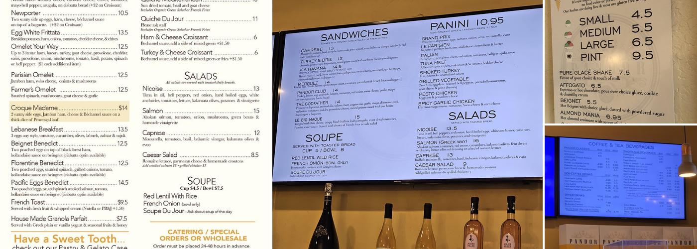 Pandor Artisan Bakery and Café Menu