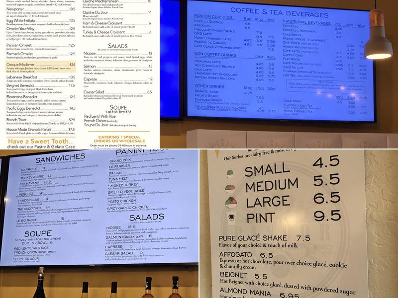 Pandor Artisan Bakery and Café Menu