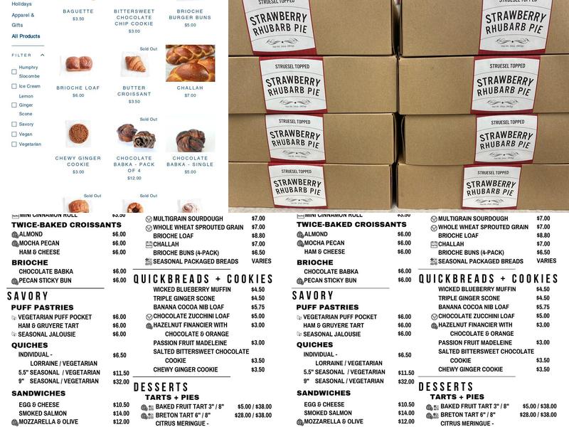 Starter Bakery Menu