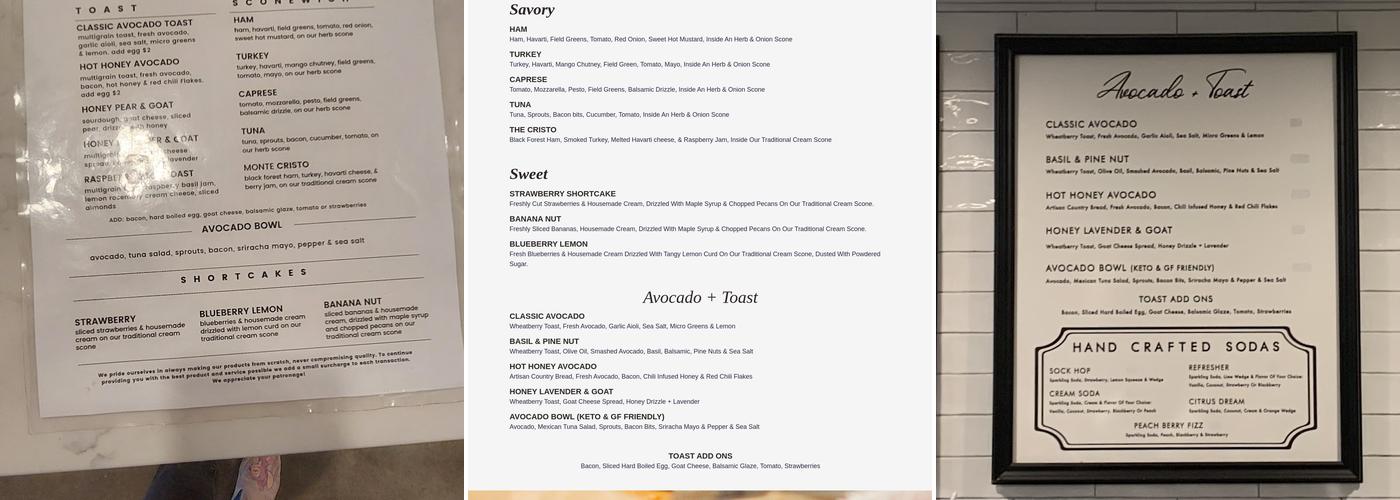 The Crafted Scone Menu