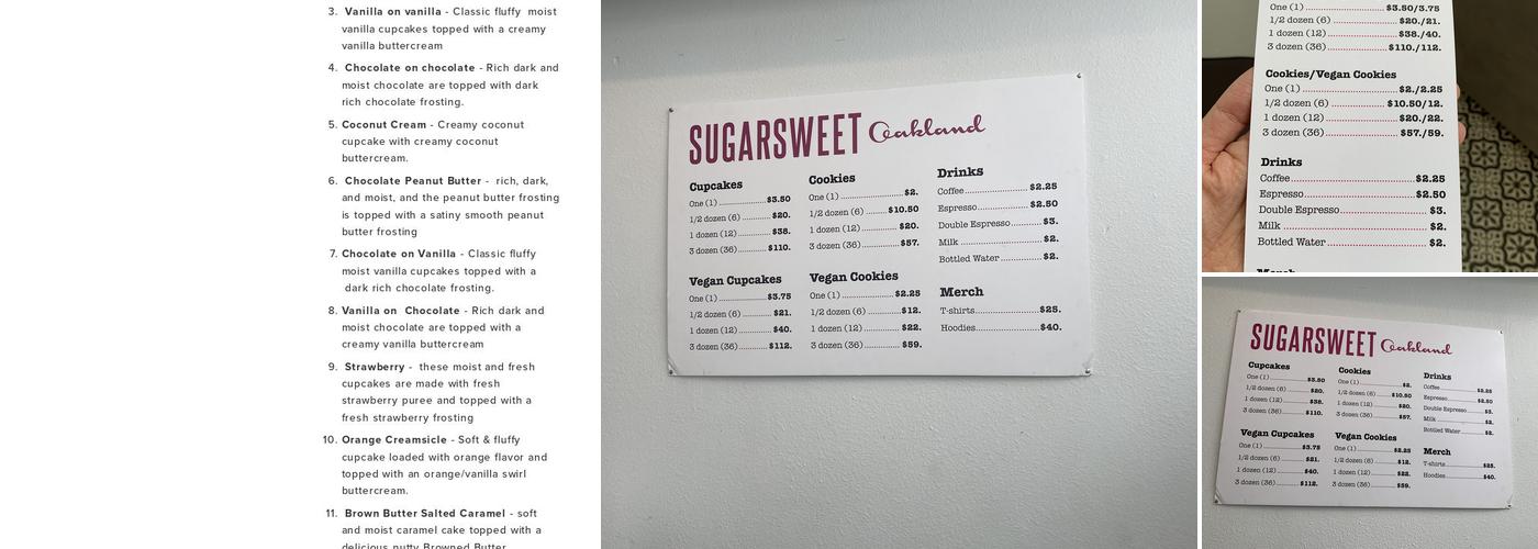 Sugarsweet Cookie + Cake Studio Menu