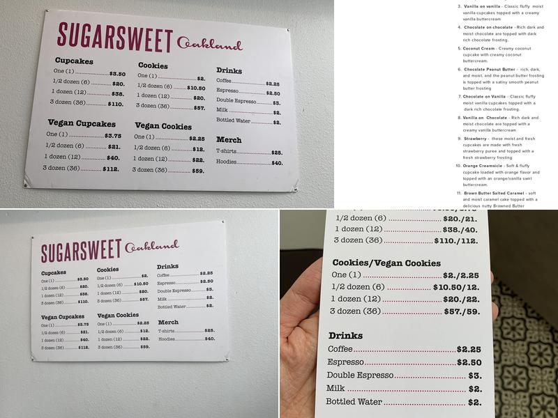 Sugarsweet Cookie + Cake Studio Menu