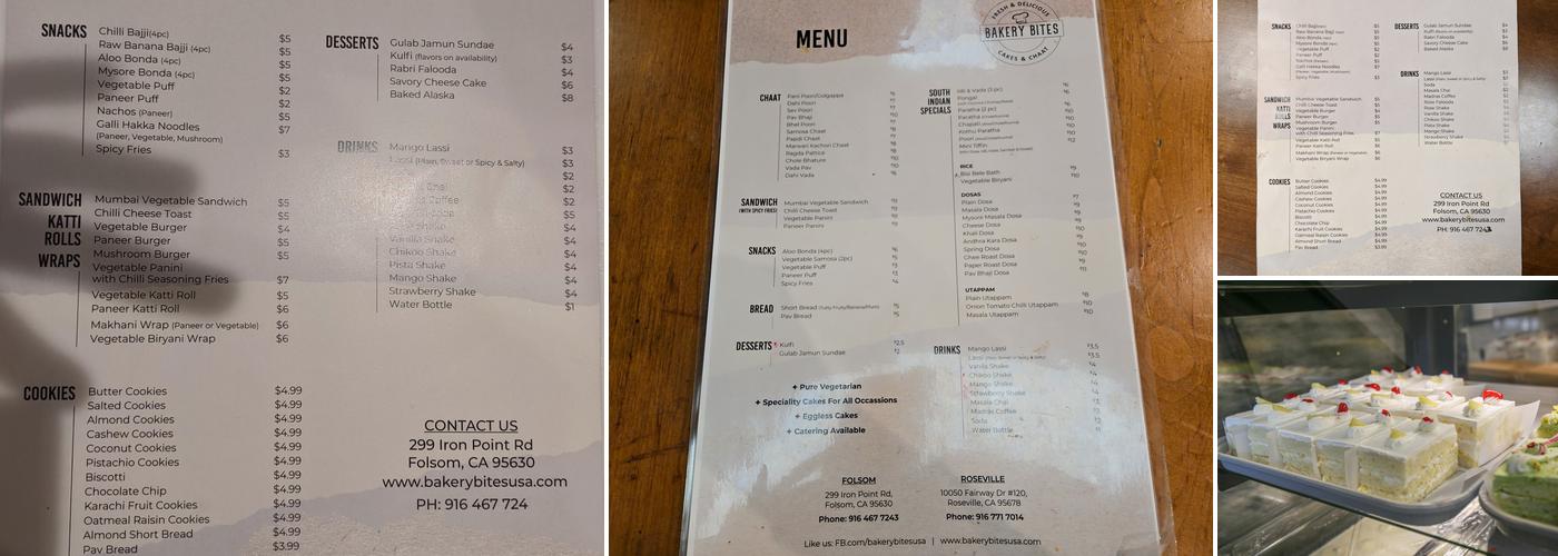 Bakery Bites Menu