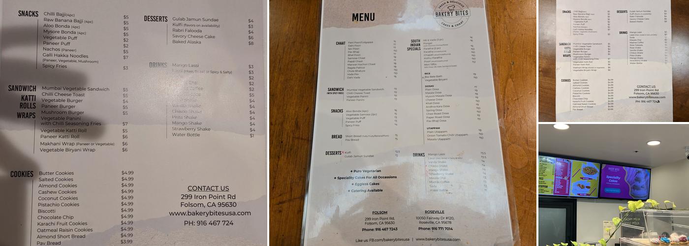 Bakery Bites Menu