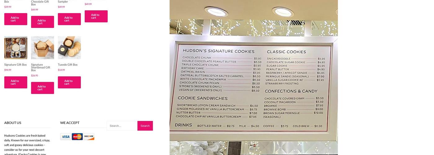 Hudsons Cookies Menu
