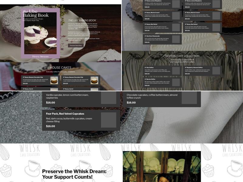 Whisk Cake Creations Menu