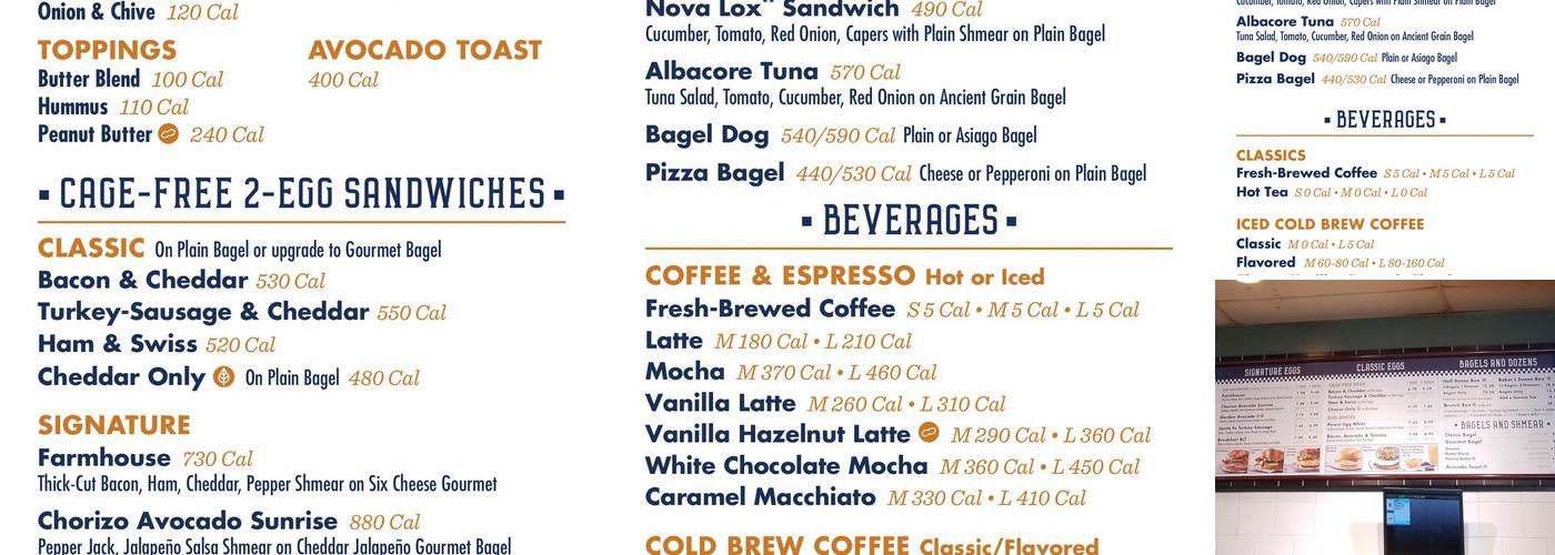 Noah's NY Bagels Menu