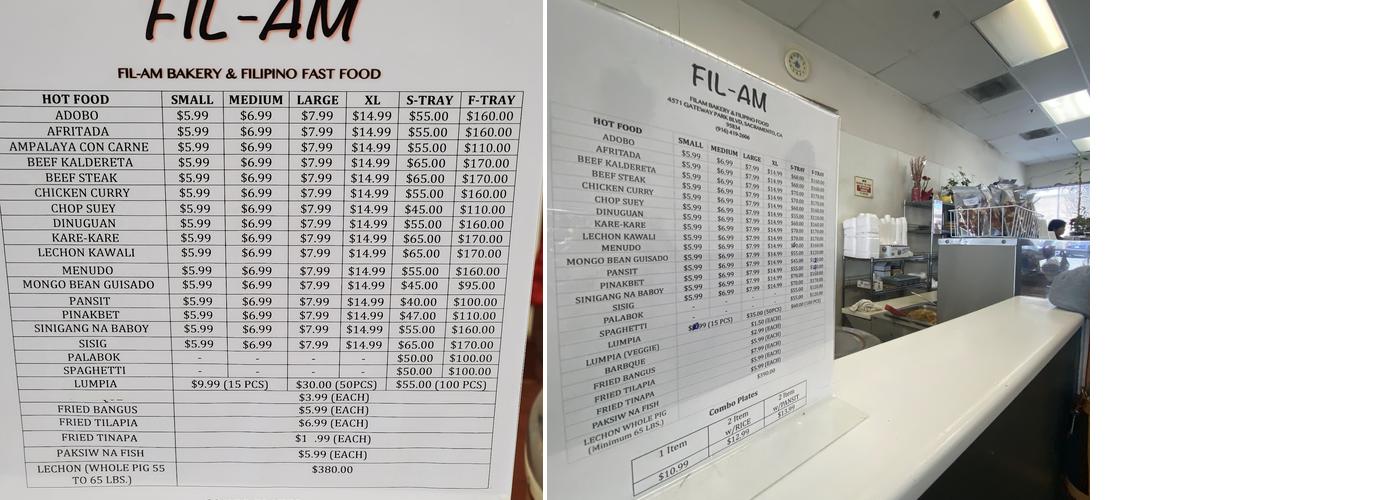 Fil-Am Menu