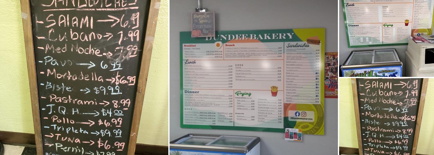 Dundee Bakery Menu