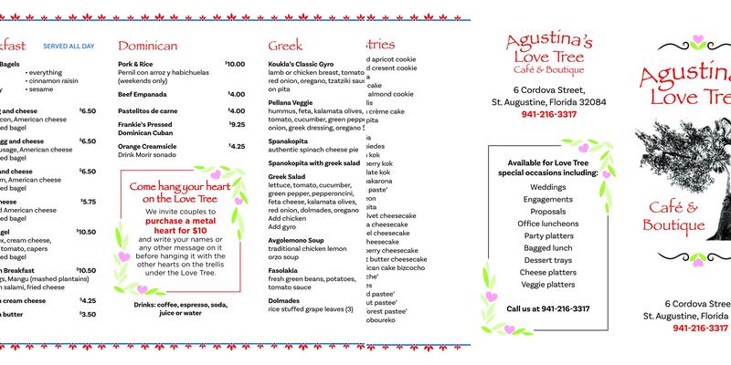 the Love Tree Cafe Menu