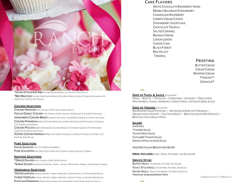 Ranch Events Menu