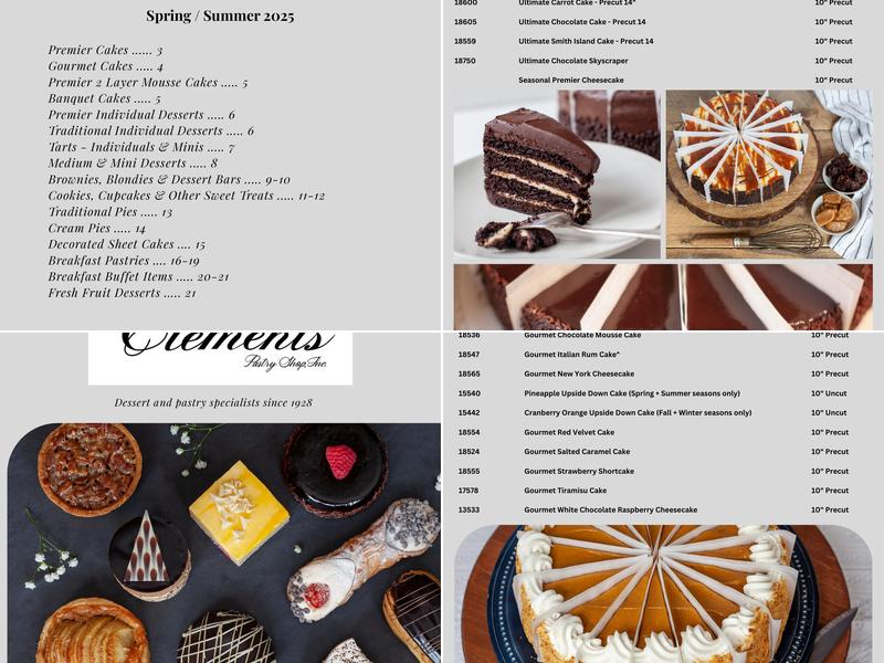 Clement's Pastry Shop Inc Menu