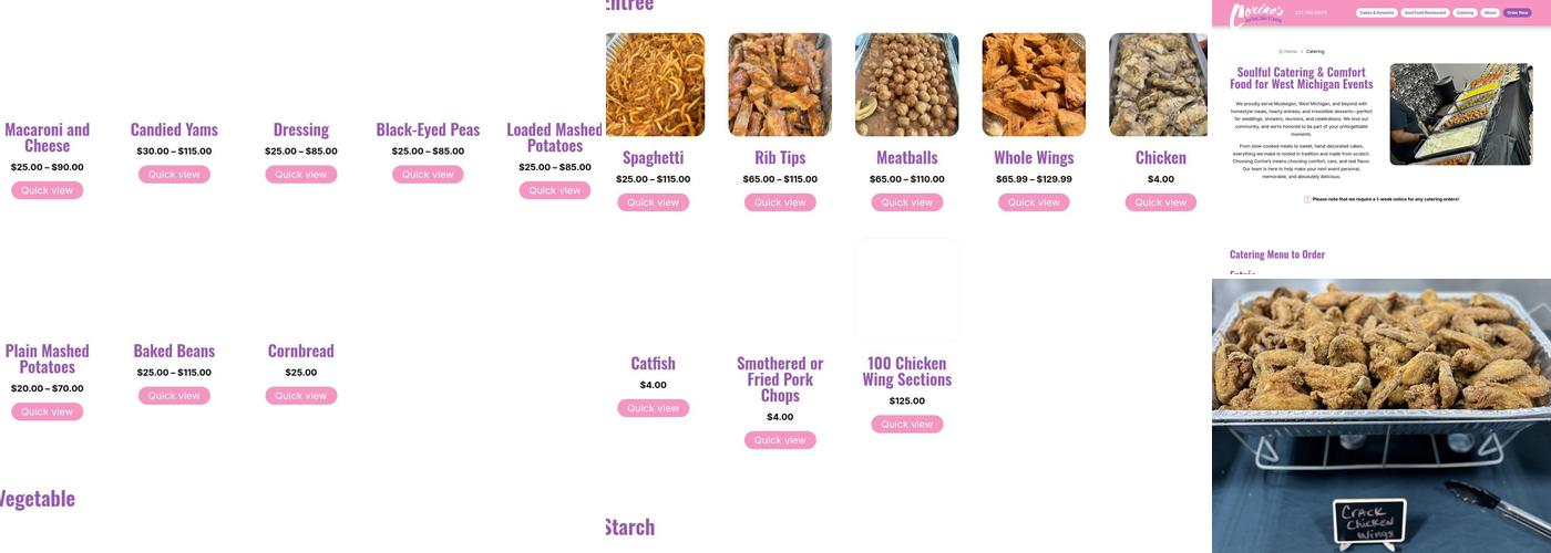 Corine's Cakes & Catering, LLC Menu