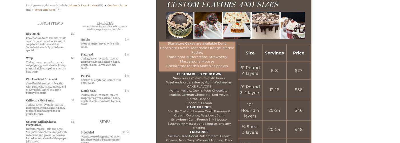Marilyn's Bakery Menu