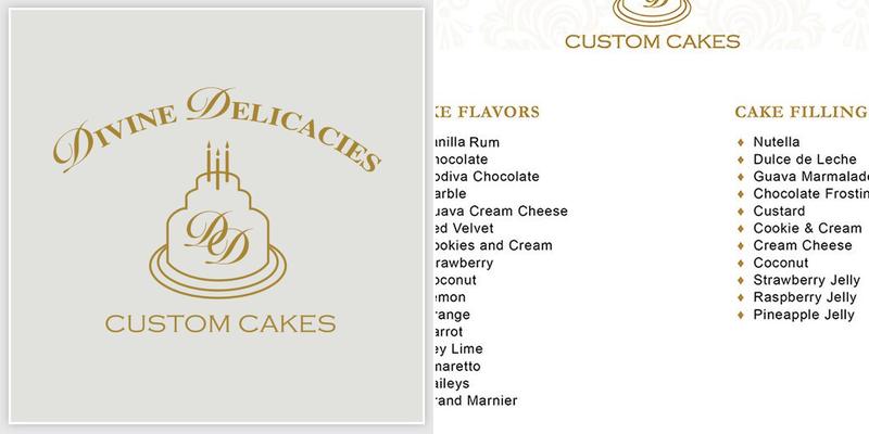 Divine Delicacies Cakes Menu
