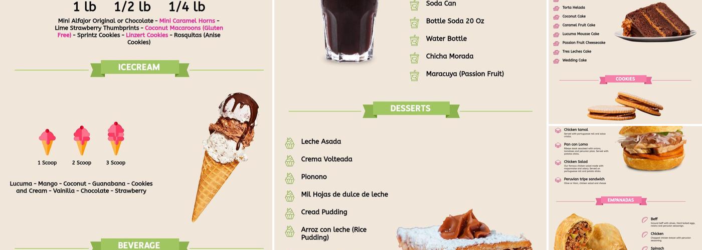 Dolce Amore Sweets Menu